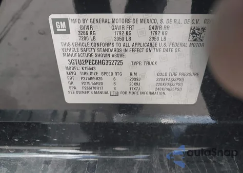 2017 GMC Sierra 1500 Denali из США, поврежденный, VIN 3GTU2PEC6HG352725